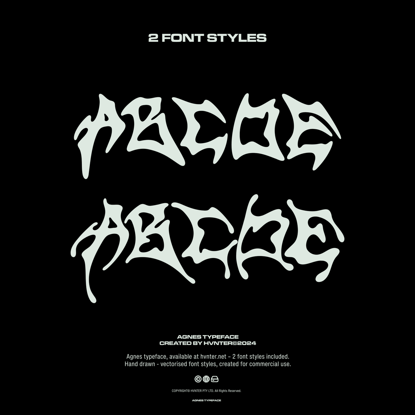 AGNES typeface showing two included font styles.