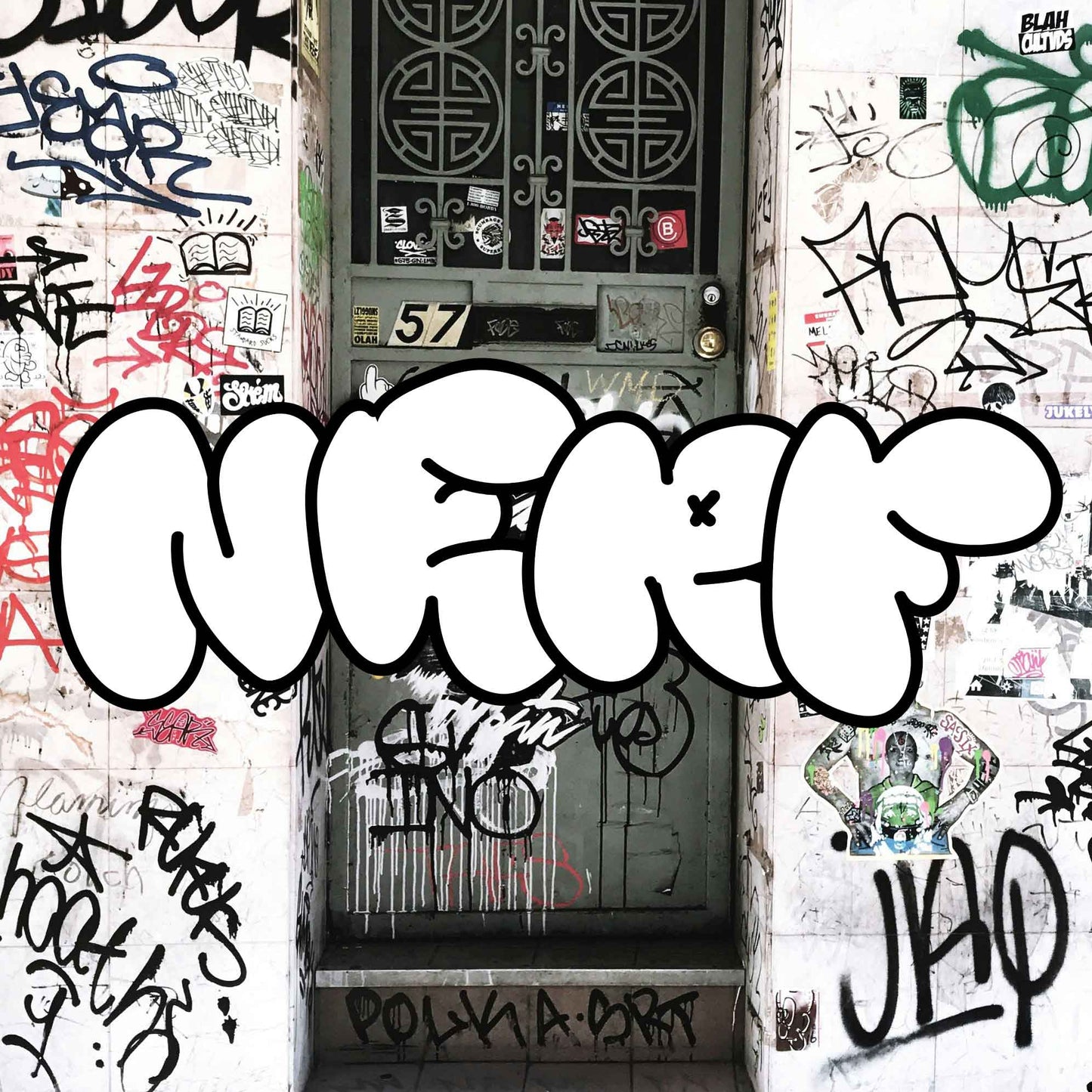 NERF Typeface by HVNTER featuring graffiti-style bubble letters against a tagged New York street backdrop.