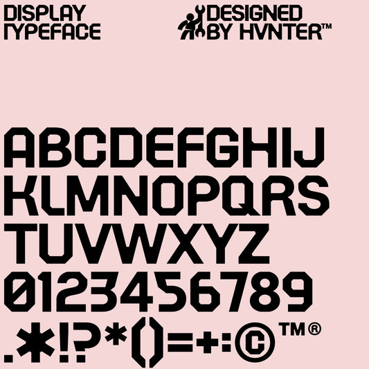 Full uppercase alphabet, numbers, and symbols in MECHANIC typeface by HVNTER
