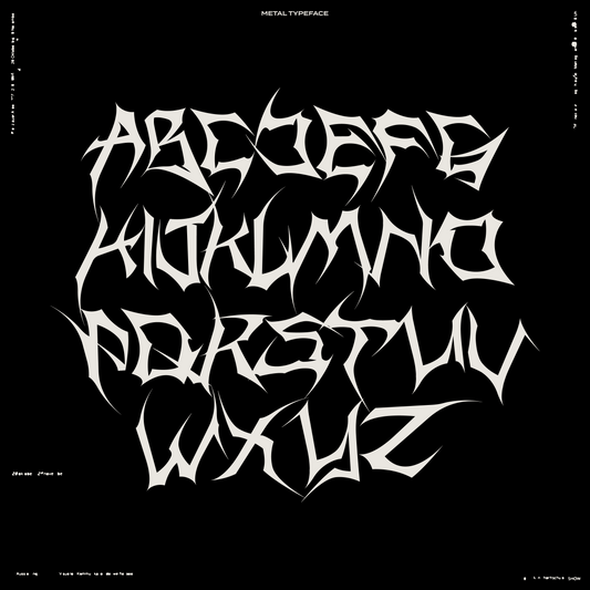 Full A–Z alphabet showing sharp, spiked letterforms