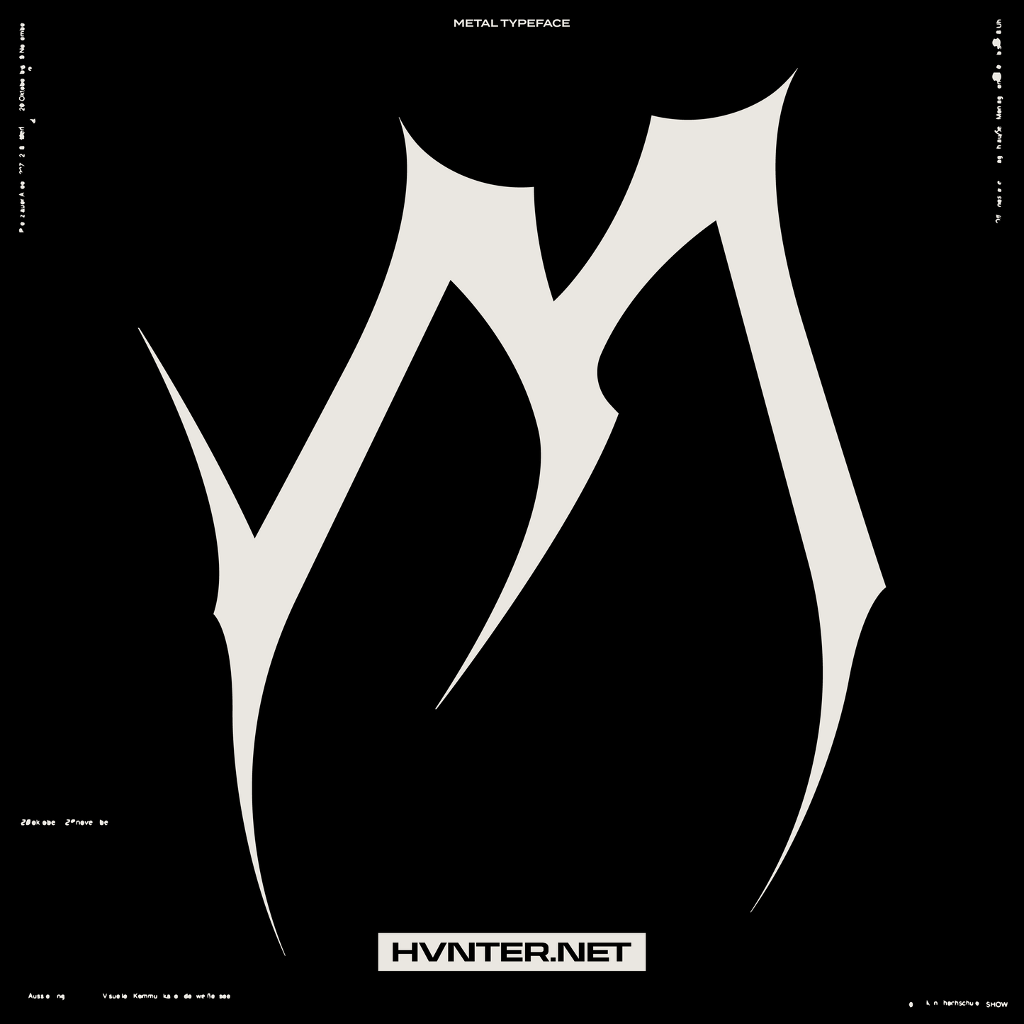 Close-up of the “M” glyph from the Metal typeface by HVNTER