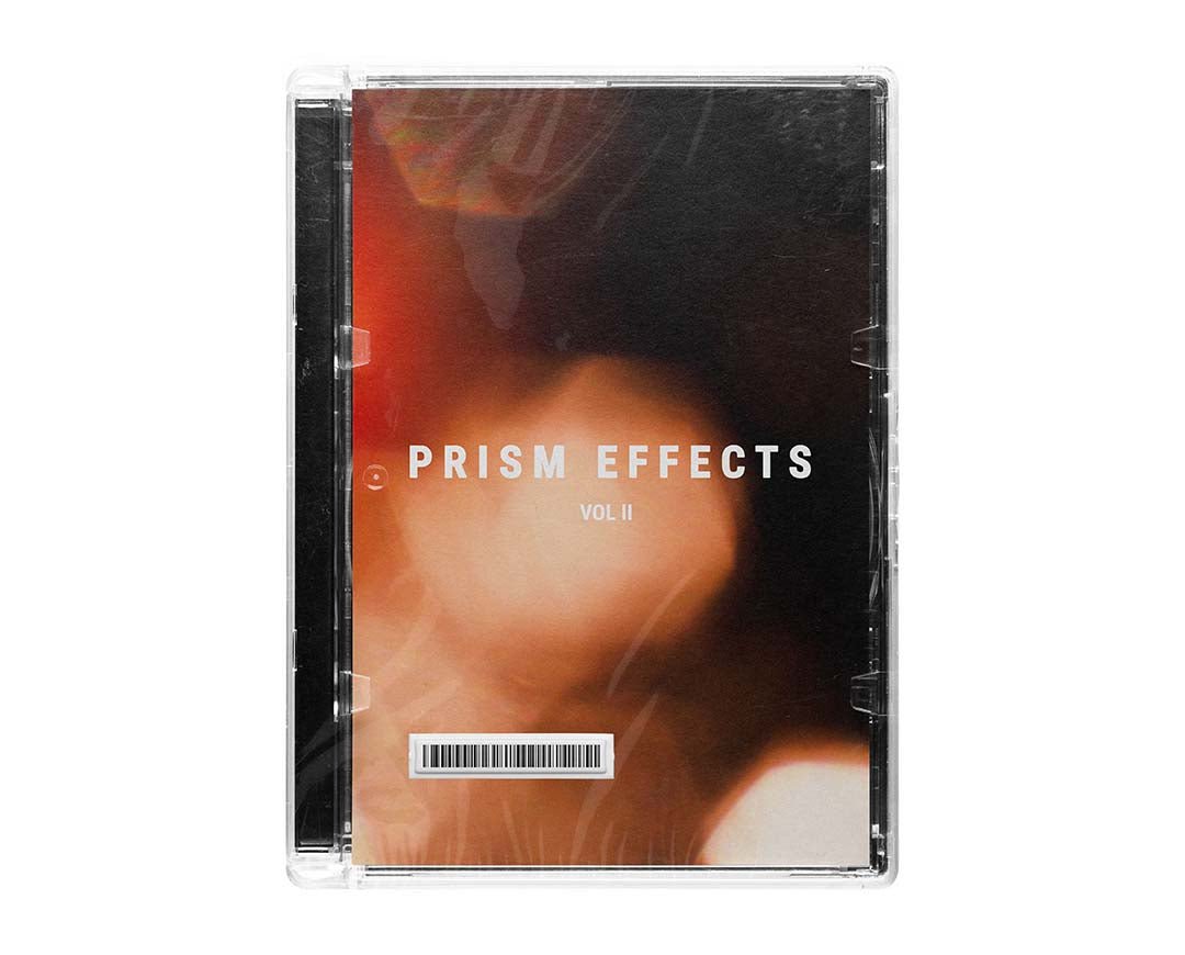 Prism Effects Vol. II product cover featuring warm prism light leaks and abstract optical blur on a clear jewel case