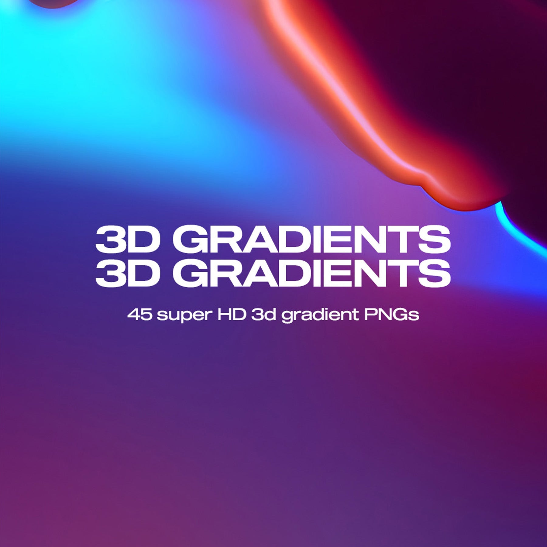 Red and blue wave-like 3D gradients with liquid ripple forms and vibrant shading