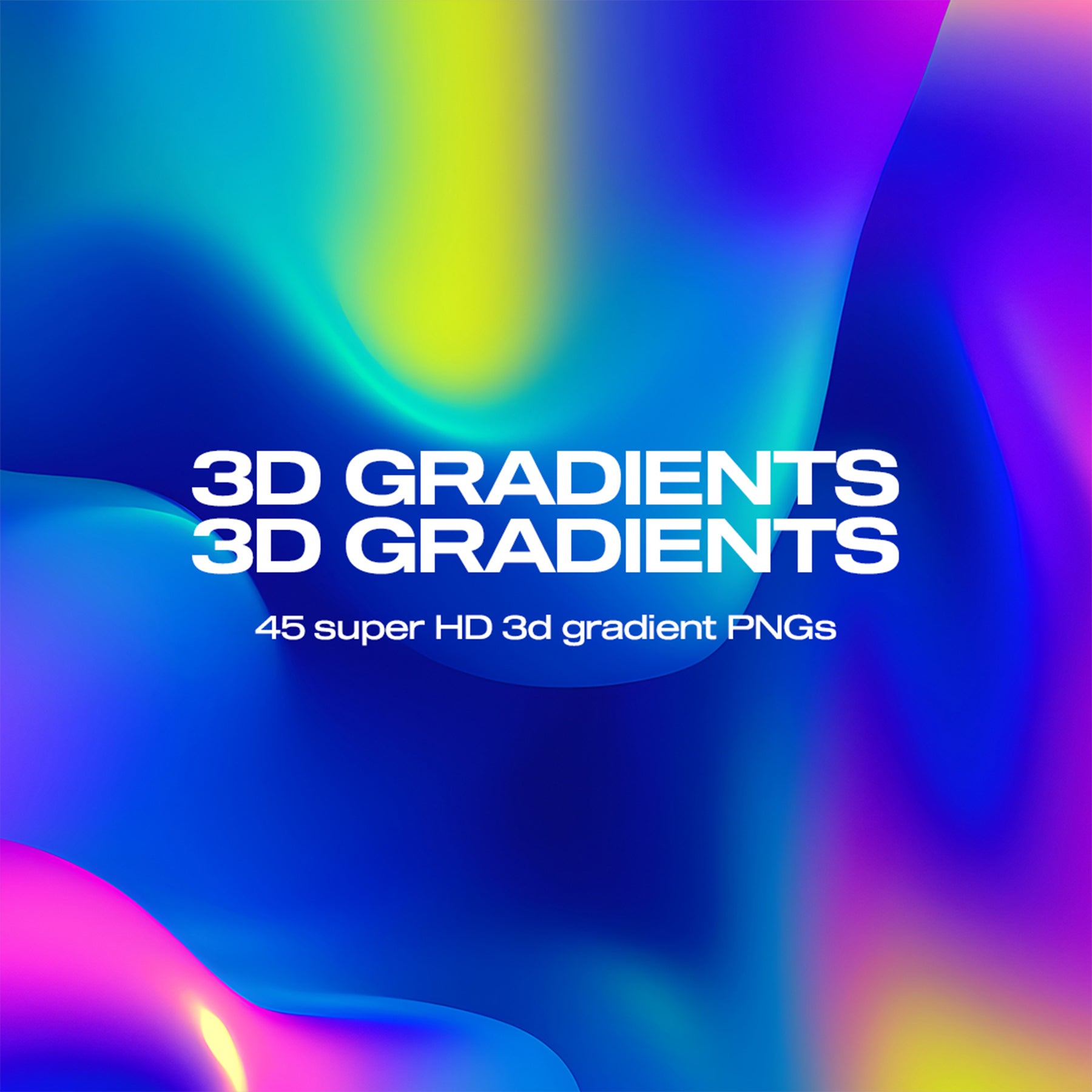 Bright 3D gradient with blue, yellow, and pink neon textures—fluid and surreal
