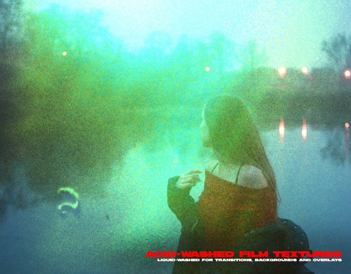 acid washed film texture overlay example with analog grain, distortion, and retro film effects