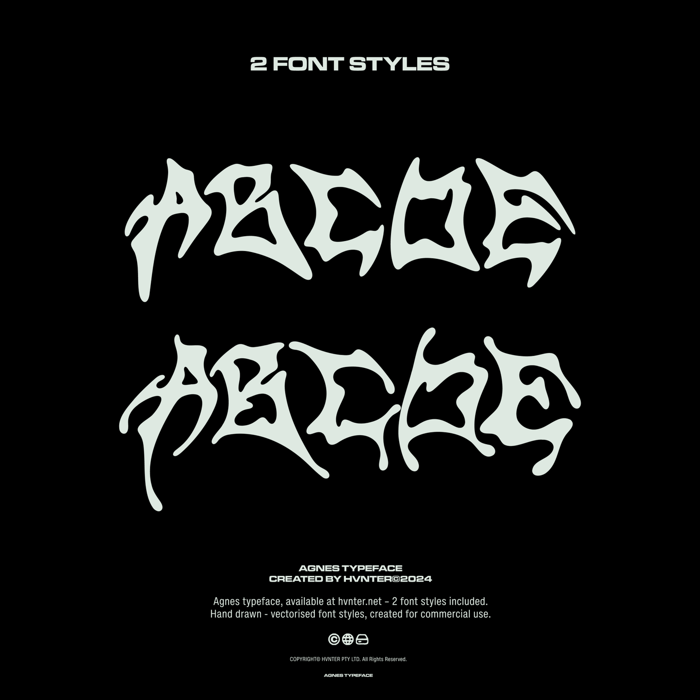 AGNES typeface showing two included font styles.