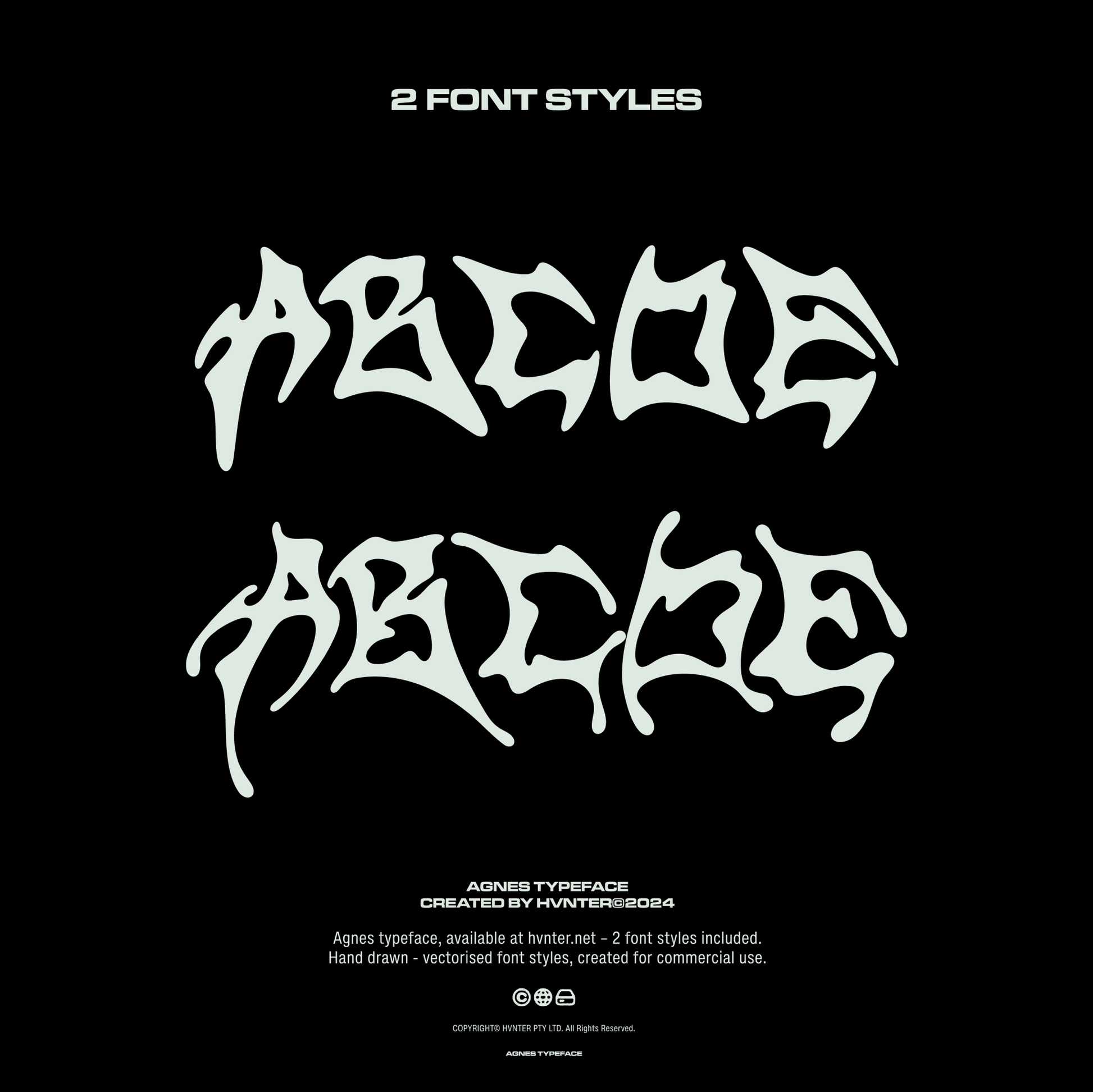 AGNES typeface showing two included font styles.