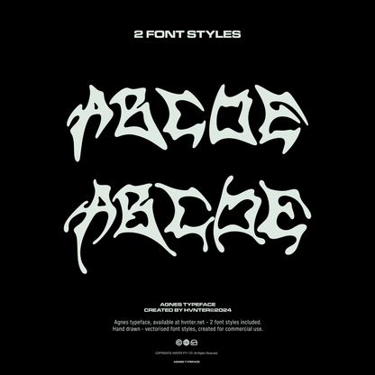 AGNES typeface showing two included font styles.