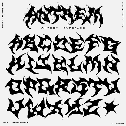 ANTHEM metal style typeface full uppercase A–Z alphabet character set preview