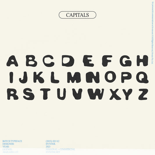 Uppercase alphabet from the botch font designed by HVNTER