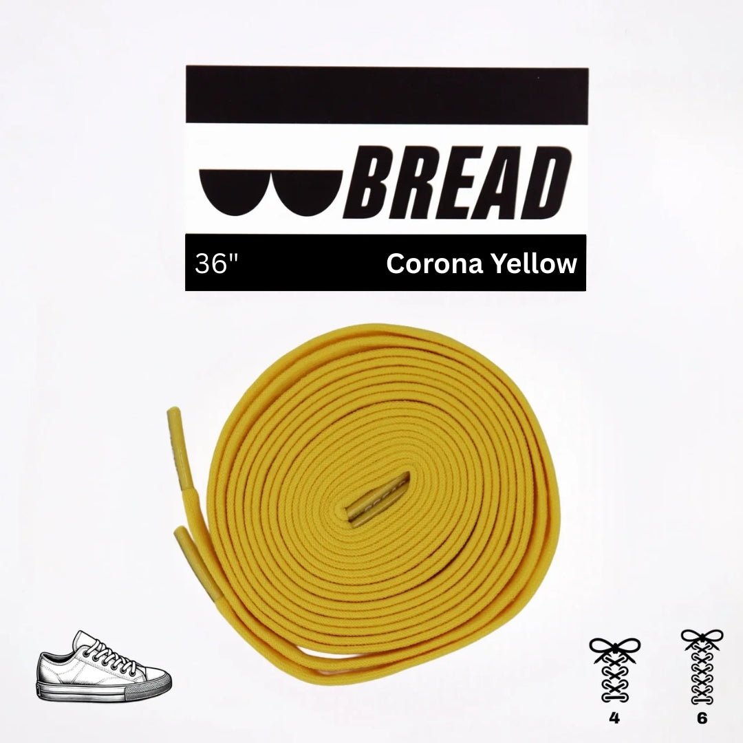 Bread Corona Yellow 36 inch Xtra Stretch elastic shoelaces