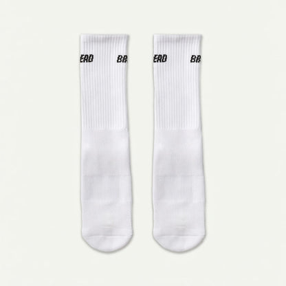 White Bread crew socks with ribbed upper and cushioned footbed