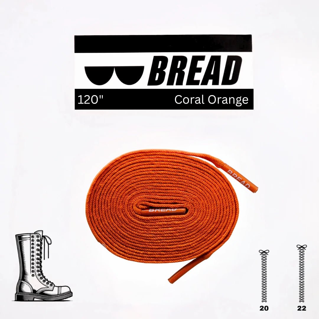 120 inch Coral Orange Bread elastic shoelaces for extra tall boots
