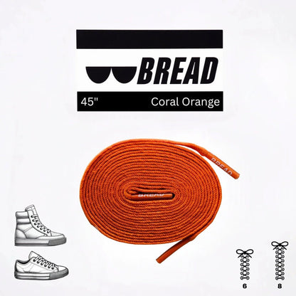 45 inch Coral Orange Bread elastic shoelaces