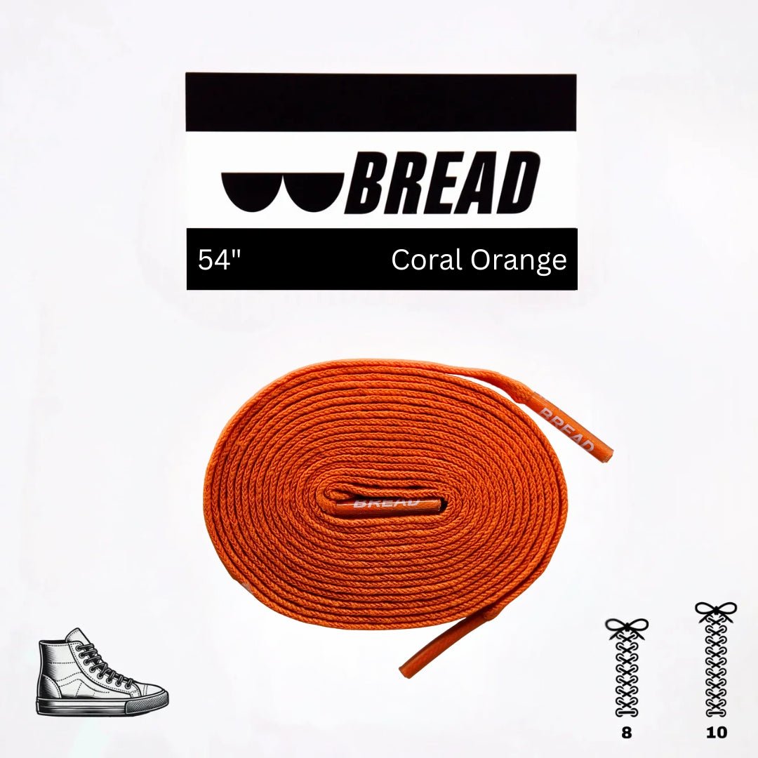 54 inch Coral Orange Bread elastic shoelaces for mid top sneakers
