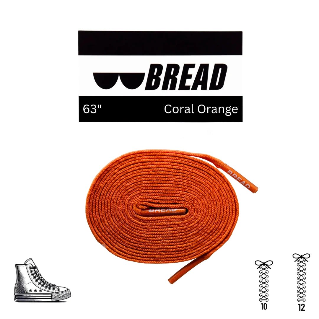 63 inch Coral Orange Bread elastic shoelaces for high top sneakers