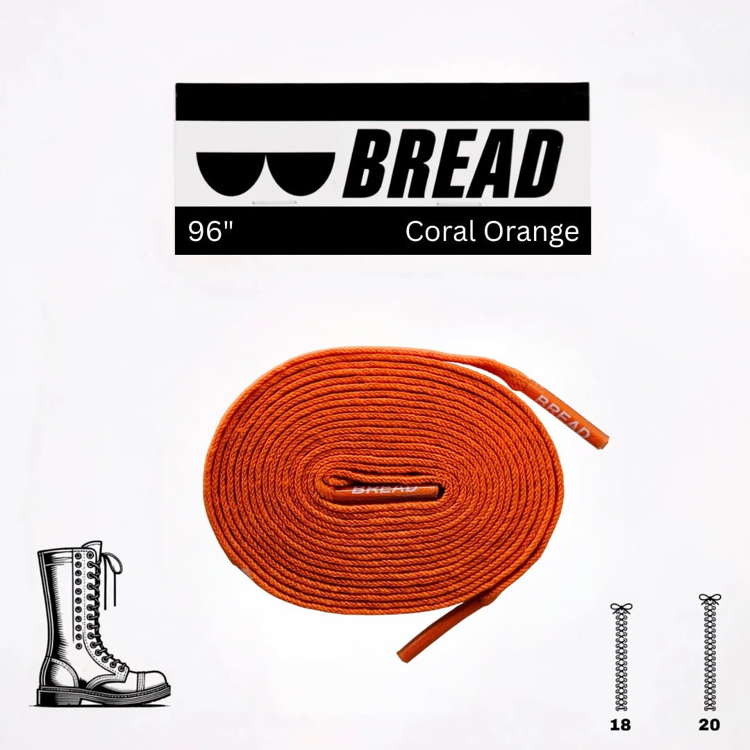 96 inch Coral Orange Bread elastic shoelaces for boots