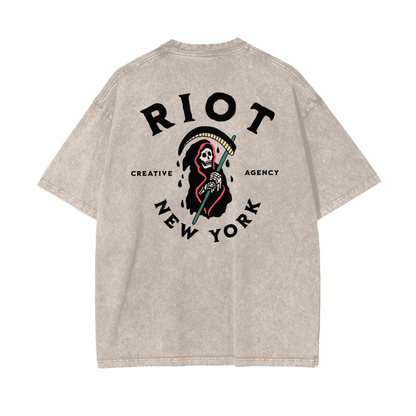 Death NYC Reaper ⟊ Oversized Snow Washed T - vandal_