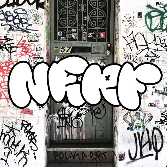 NERF Typeface by HVNTER featuring graffiti-style bubble letters against a tagged New York street backdrop.