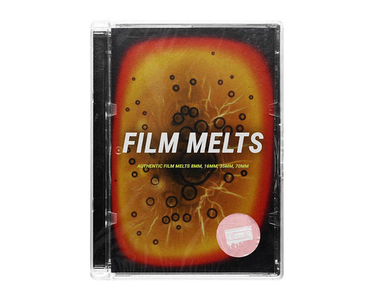 Authentic film melts overlay pack cover with vintage analog film burn effects from 8mm 16mm 35mm and 70mm film