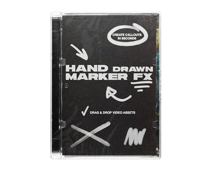 hand drawn marker fx pack cover featuring animated arrows circles scribbles and video callout overlays for video editing