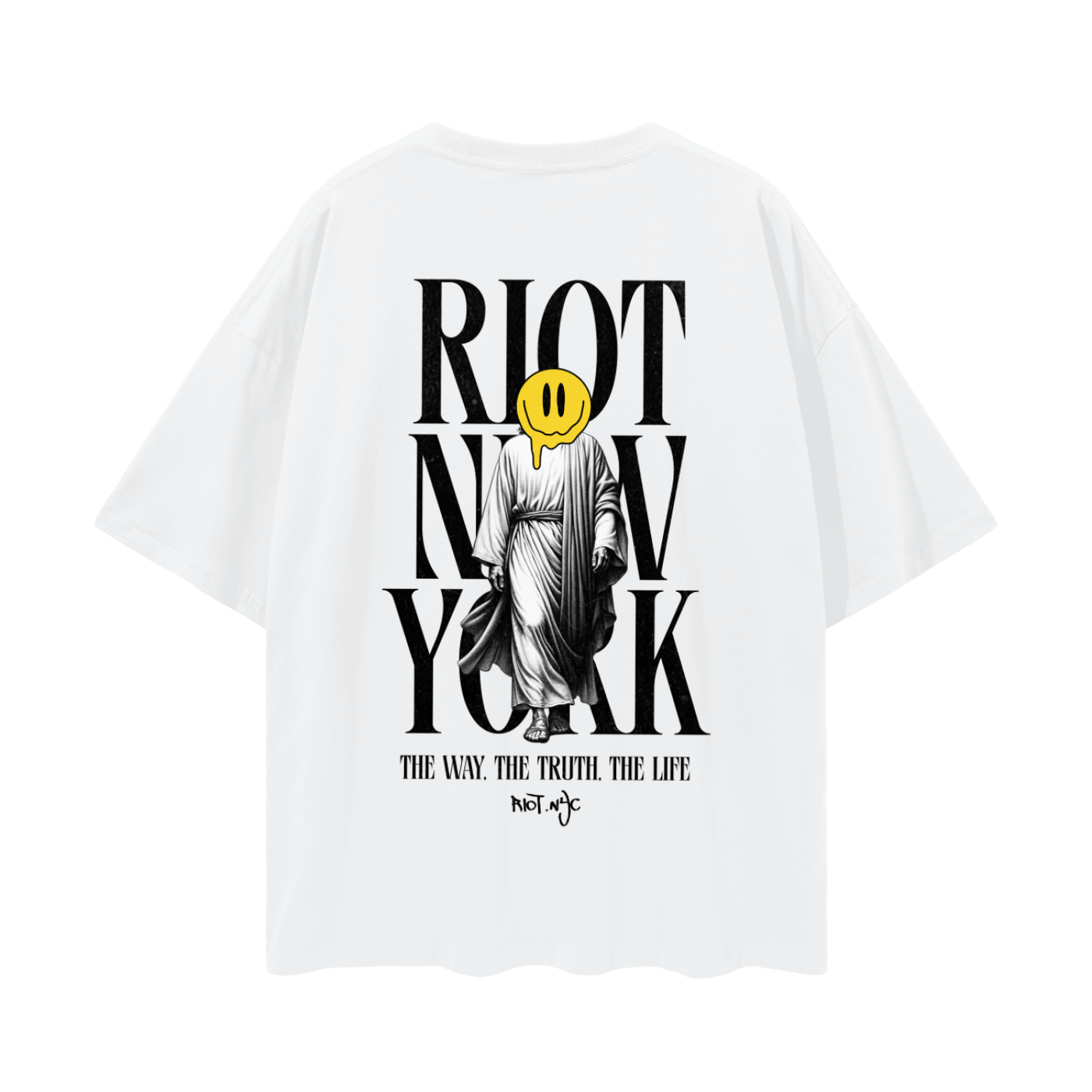 HEY ZEUS Oversized Tee in Lucent White – Back View