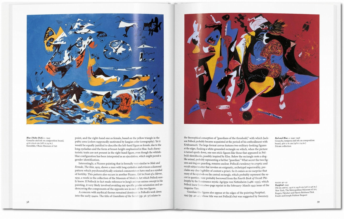 Interior spread from the Jackson Pollock TASCHEN book showing surreal and biomorphic abstract paintings