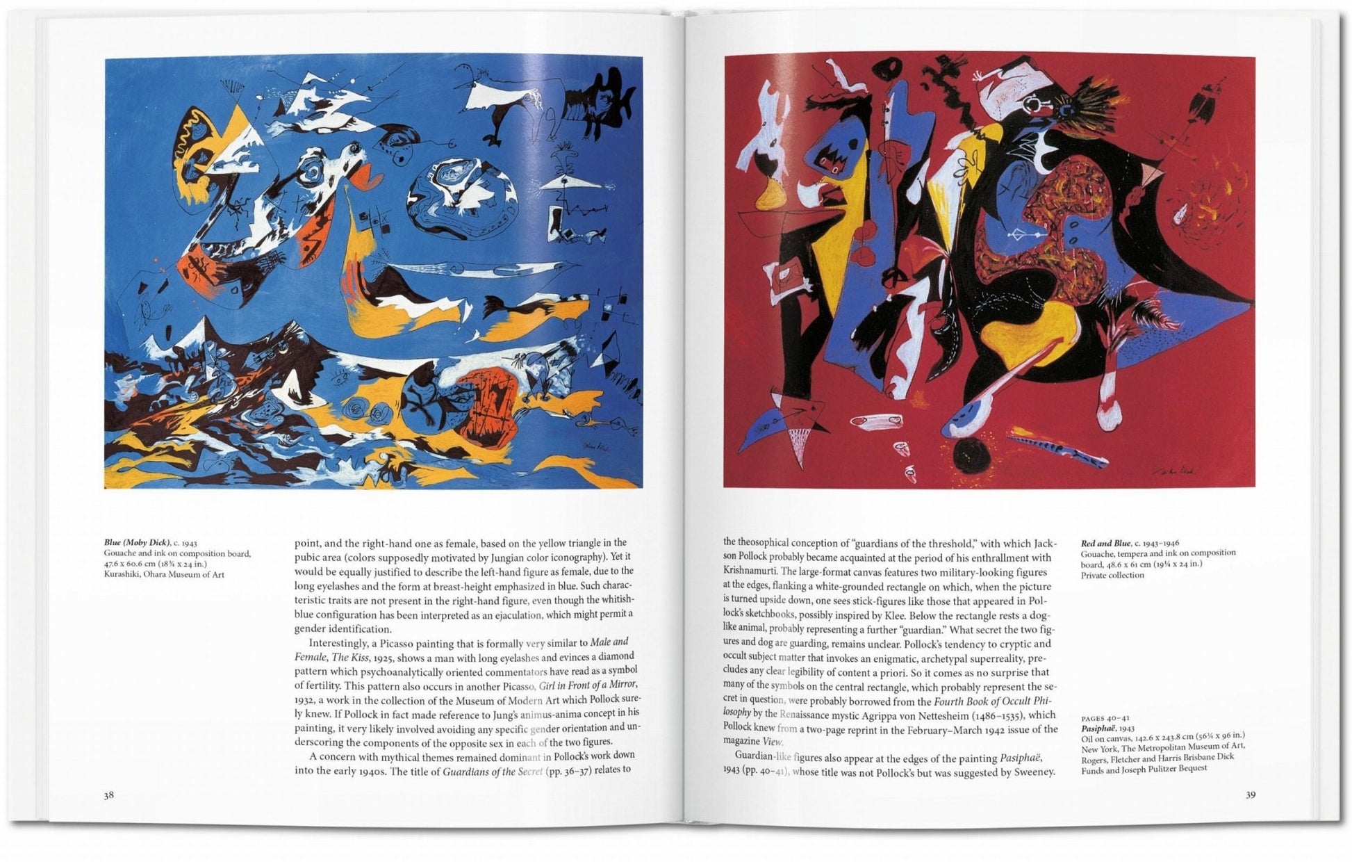 Interior spread from the Jackson Pollock TASCHEN book showing surreal and biomorphic abstract paintings