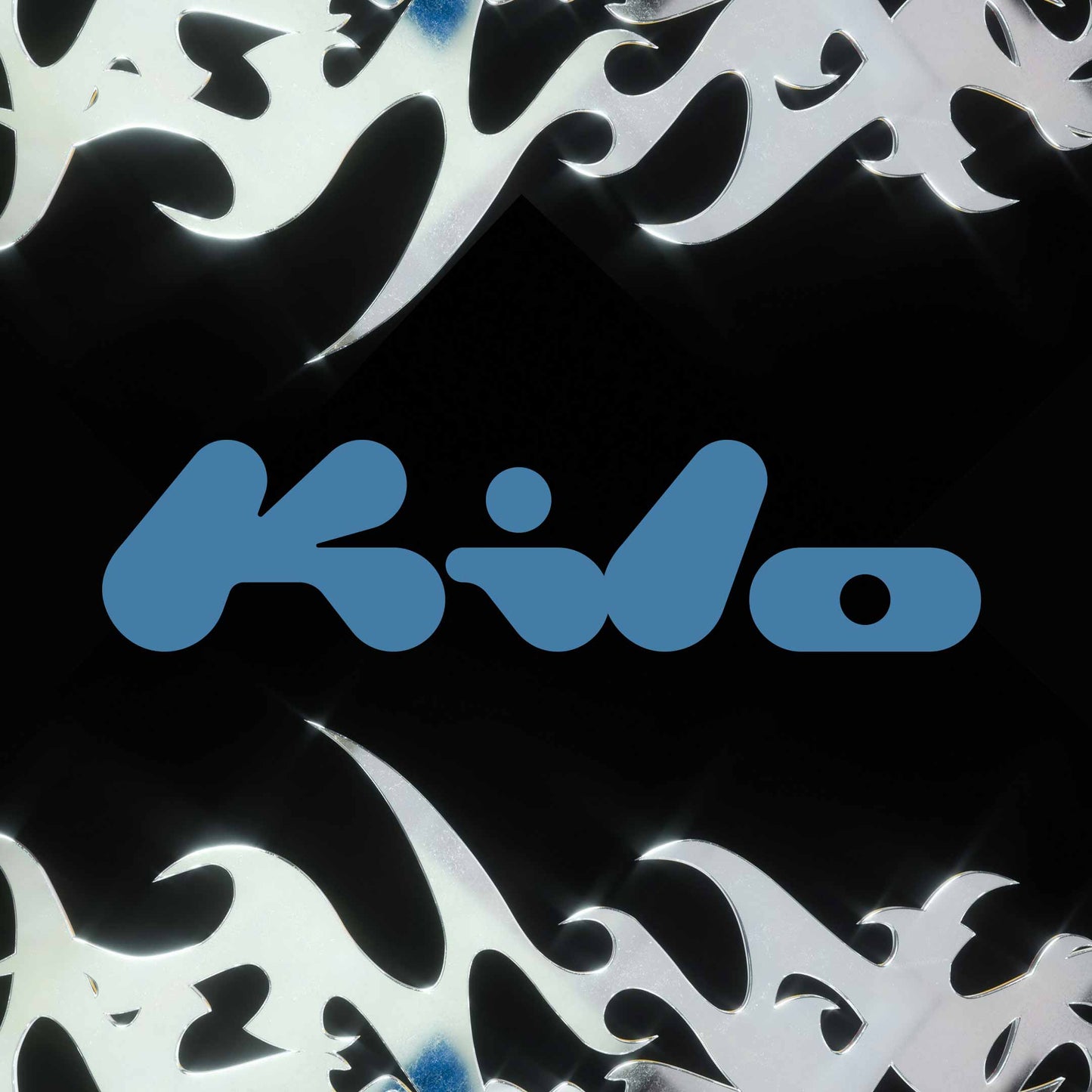 KILO free display typeface logo example showing bold rounded organic letterforms on a black background
