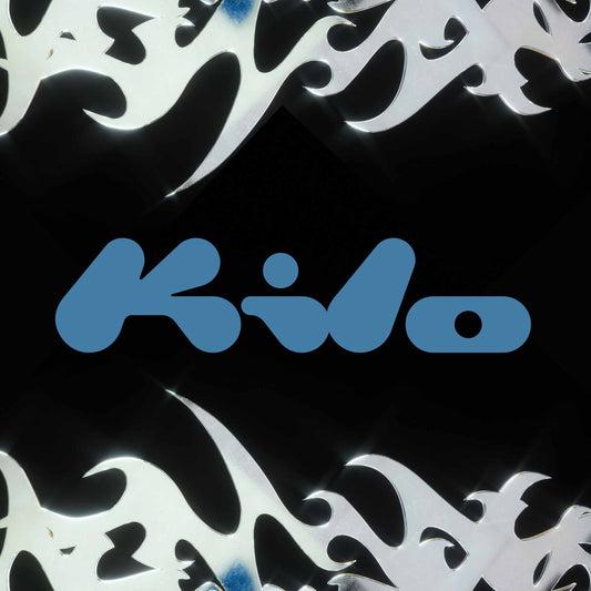 KILO free display typeface logo example showing bold rounded organic letterforms on a black background