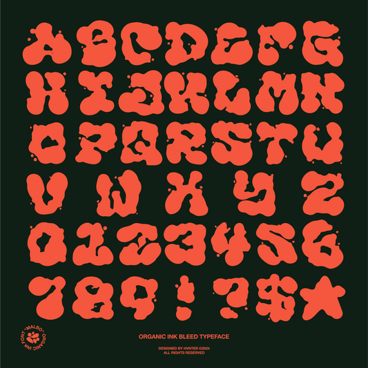 A-Z alphabet preview of Malbo Typeface in bold blob lettering