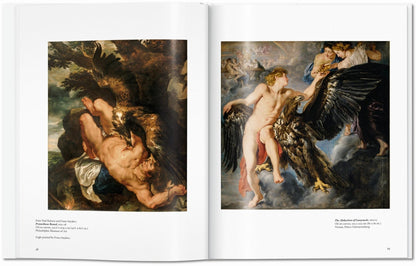 Interior spread from the Peter Paul Rubens TASCHEN book featuring mythological paintings with dramatic Baroque movement