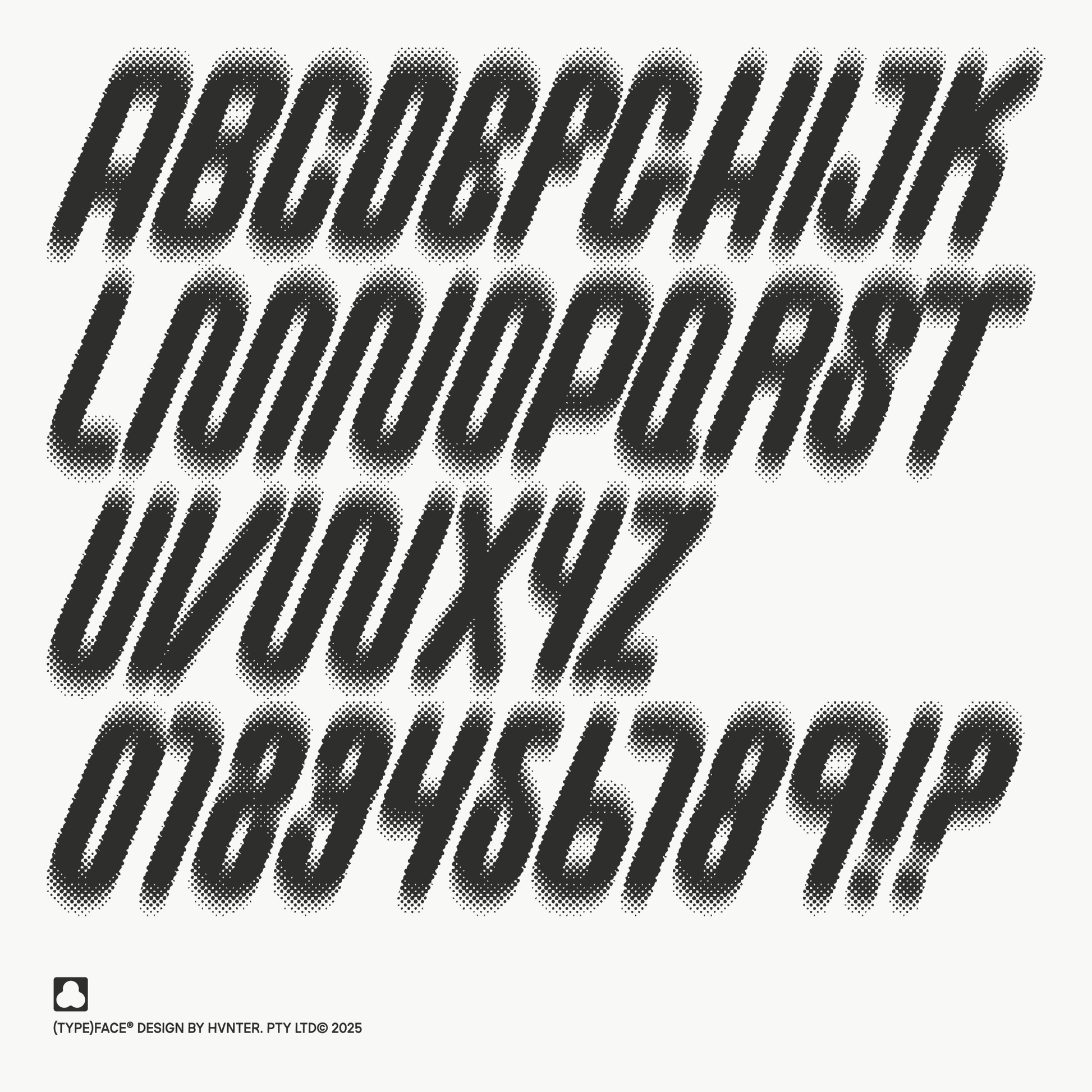 Picnic display font halftone style full alphabet A-Z numbers 0-9 and symbols