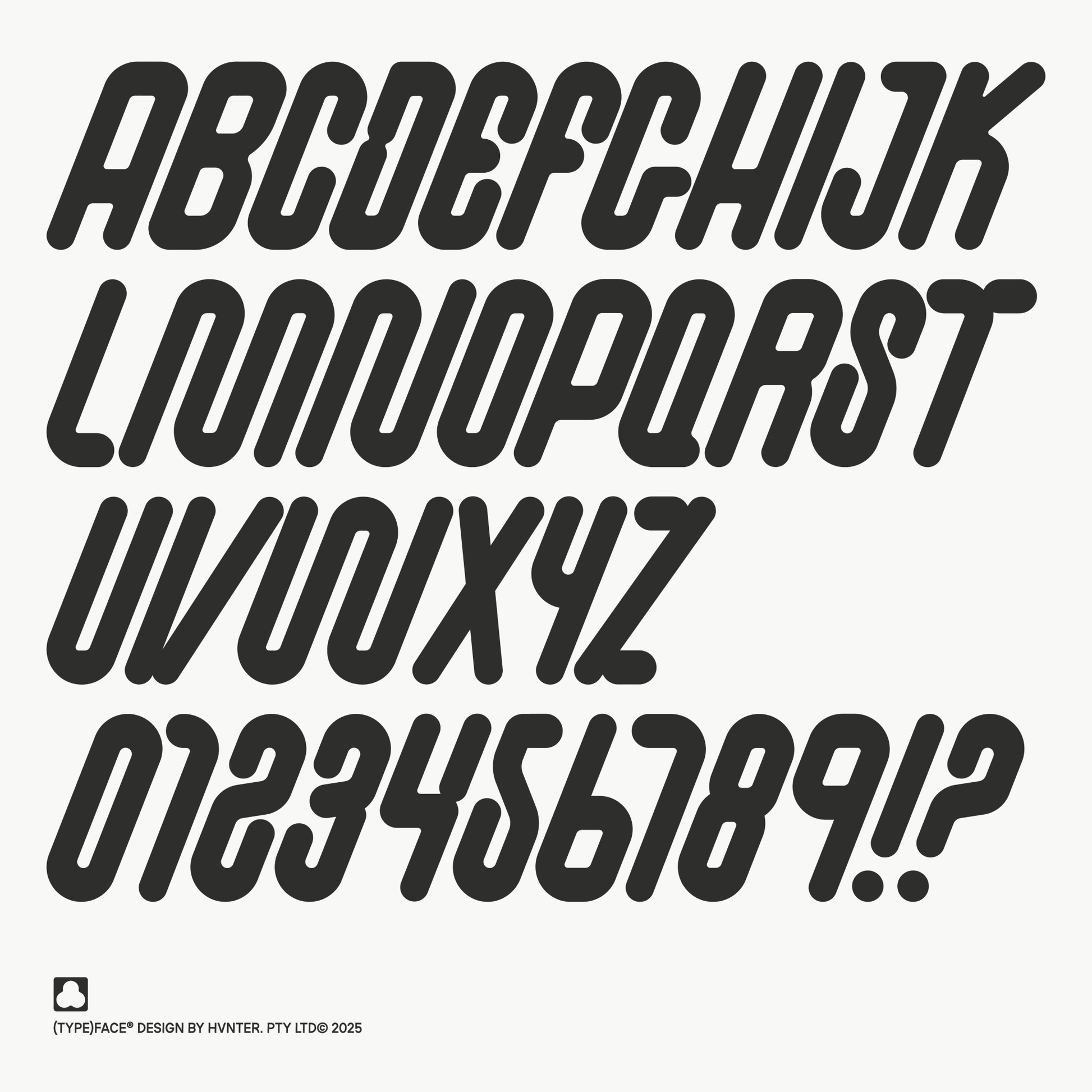 Picnic display font solid style full alphabet A-Z numbers 0-9 and symbols