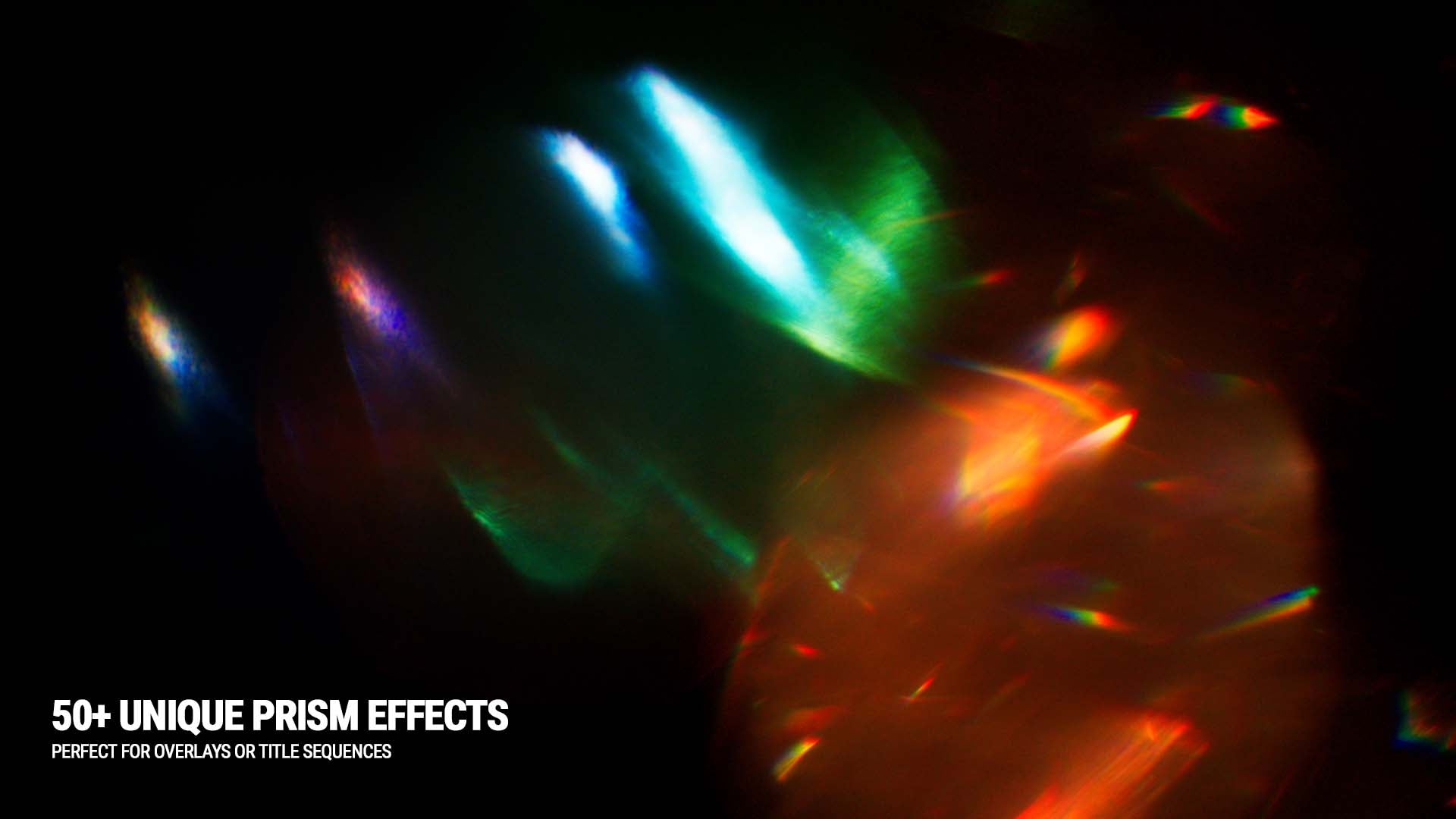 Colorful prism light leak overlay example from Prism Effects Vol. I with rainbow bokeh and abstract optical flares