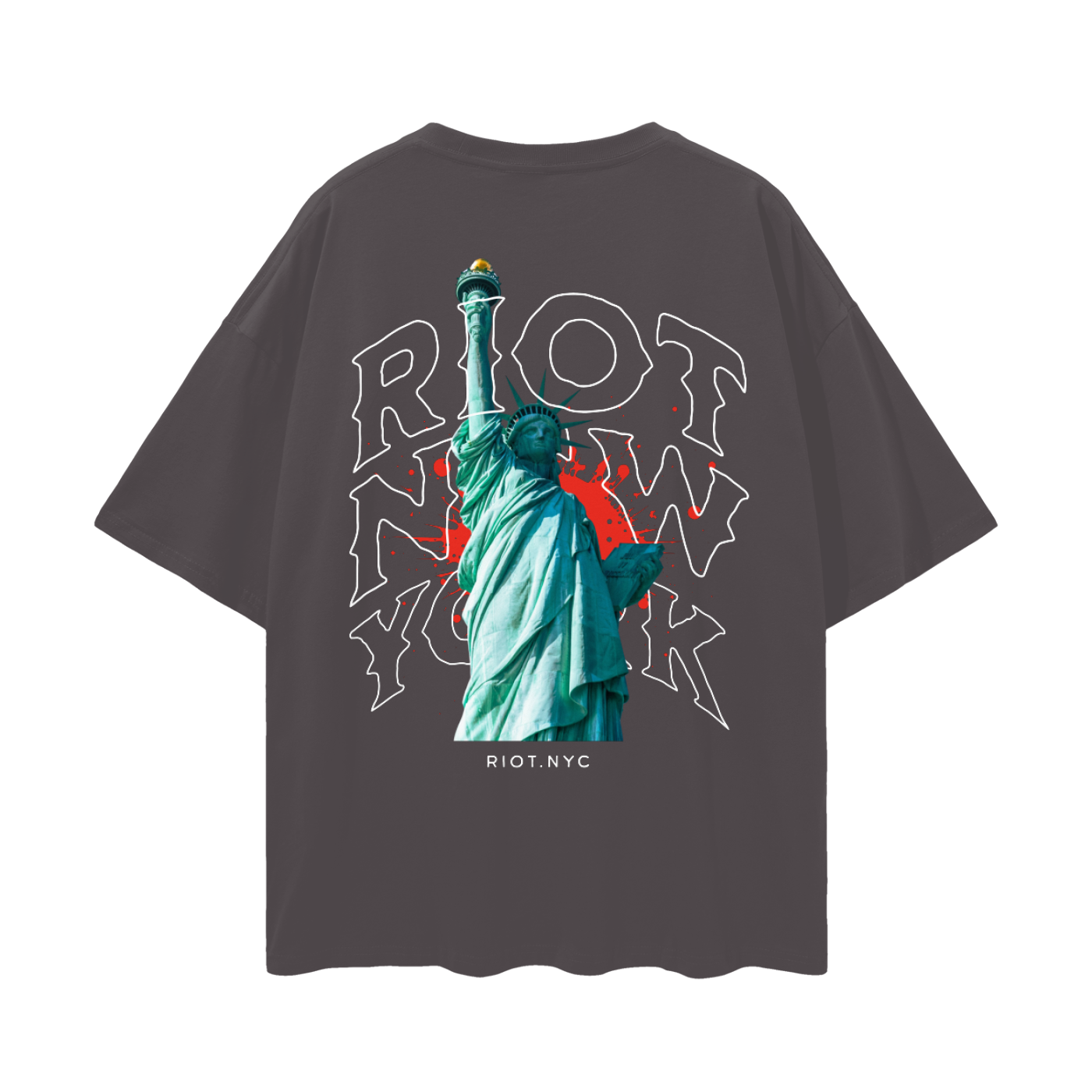 Statue of Misfits Oversized Tee Dark Gray – back Statue of Liberty graphic