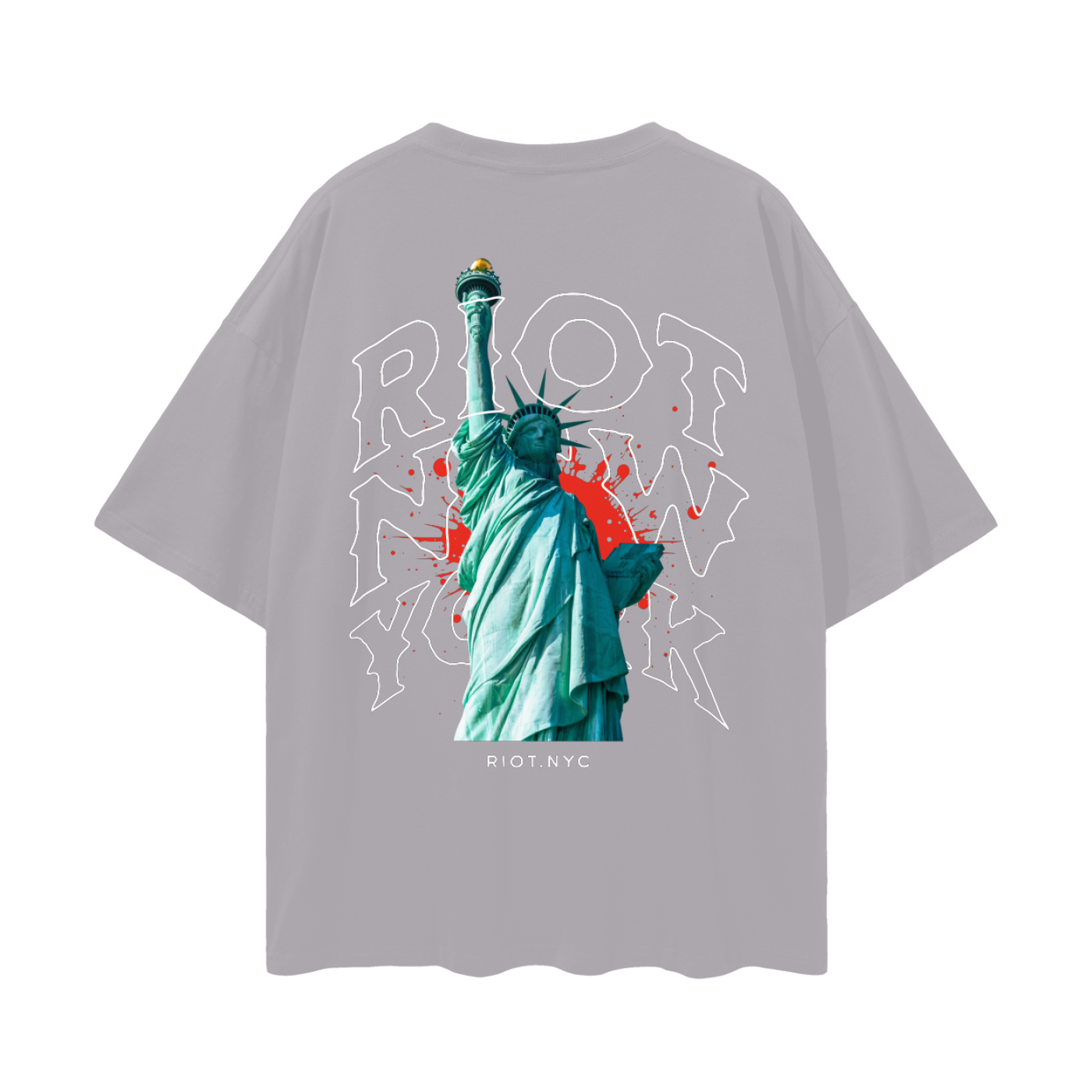 Statue of Misfits Oversized Tee Light Gray – back Statue of Liberty graphic