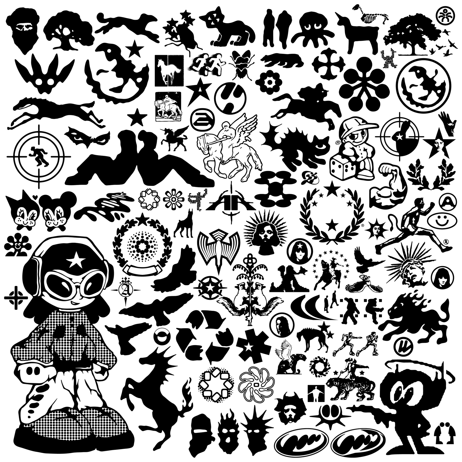 Street Icons full vector icon pack shown in black silhouettes on white background