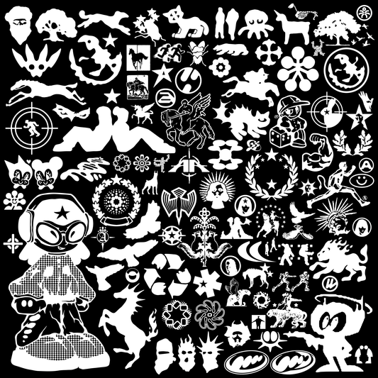 Street Icons full collection of over 100 graffiti-inspired vector silhouette icons on black background